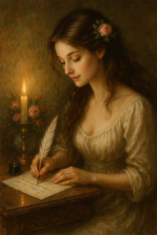 Frau schreibt Gedicht